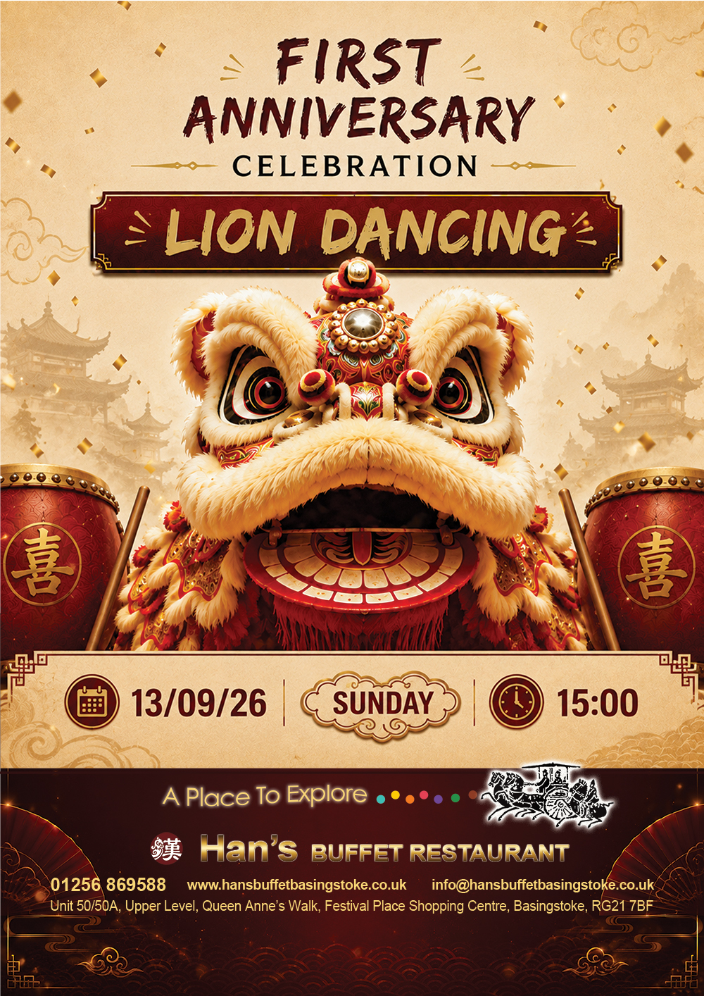 Lion Dance performance at Han's Buffet First Anniversary Celebration